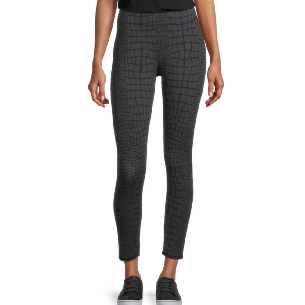 Mixit Women's Black Gray Crocodile Mid Rise Full Length Leggings Size S M L XL